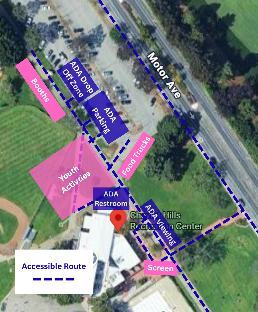This is an image of the event site with accessible pathways highlighted